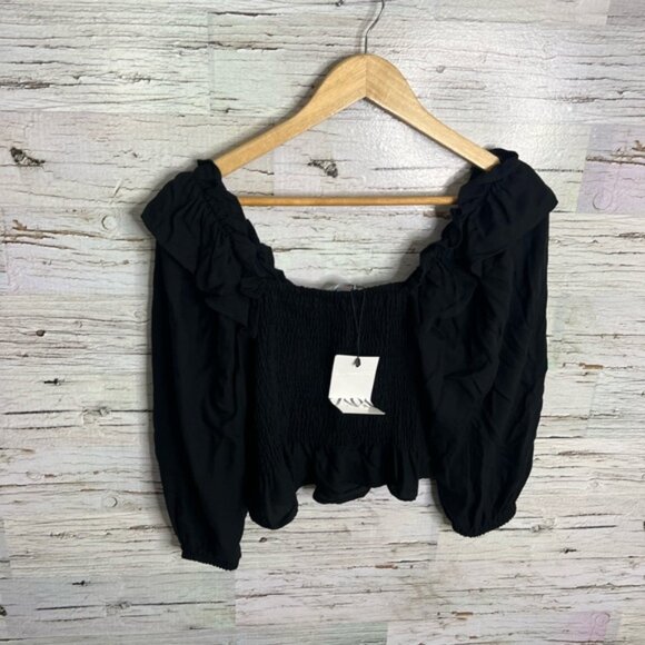 Zara black crop top blouse top size small NWT - Picture 7 of 7